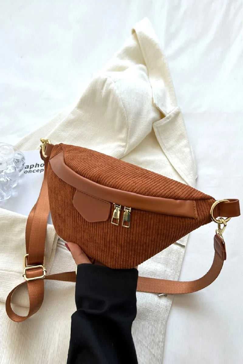 Zenana Corduroy Crossbody Bag with Removable Strap - Hopeford Streams