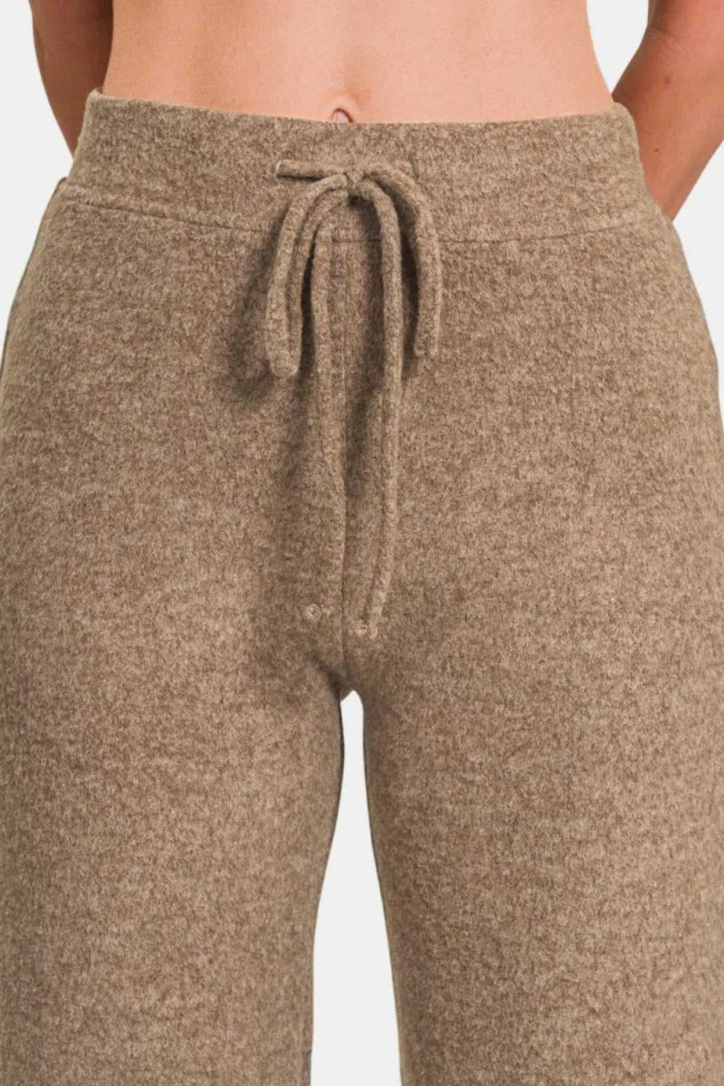 Zenana Drawstring Hacci Cropped Pants - Hopeford Streams