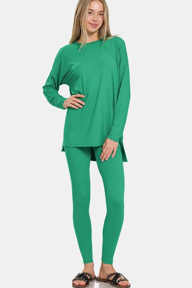 Zenana Full Size Brushed Microfiber Top and Leggings Lounge Set - Hopeford Streams