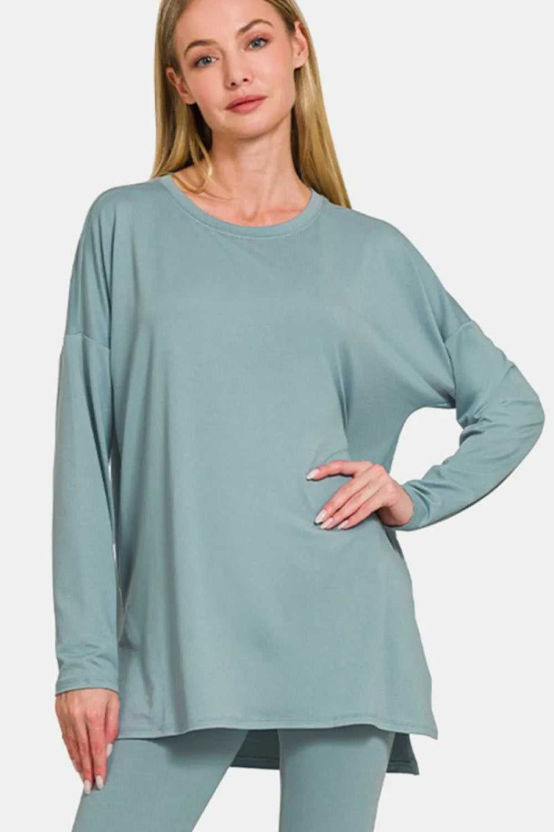 Zenana Full Size Brushed Microfiber Top and Leggings Lounge Set - Hopeford Streams