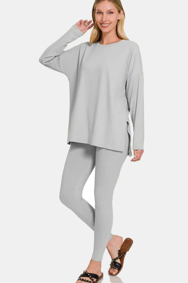 Zenana Full Size Brushed Microfiber Top and Leggings Lounge Set - Hopeford Streams