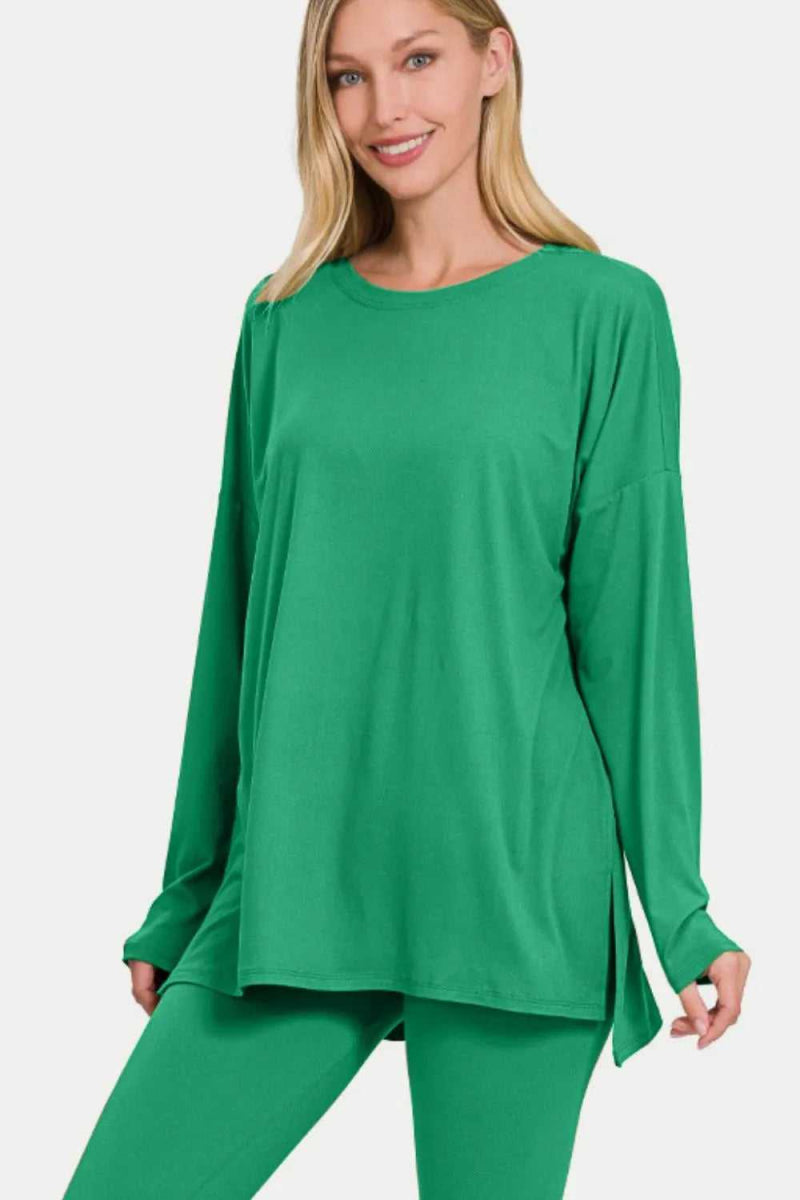 Zenana Full Size Brushed Microfiber Top and Leggings Lounge Set - Hopeford Streams