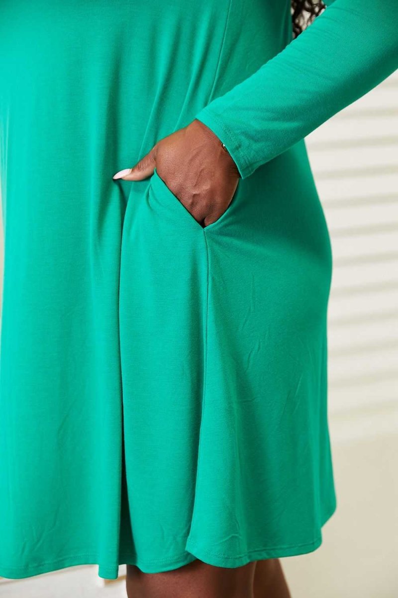 Zenana Full Size Long Sleeve Flare Dress with Pockets - Hopeford Streams