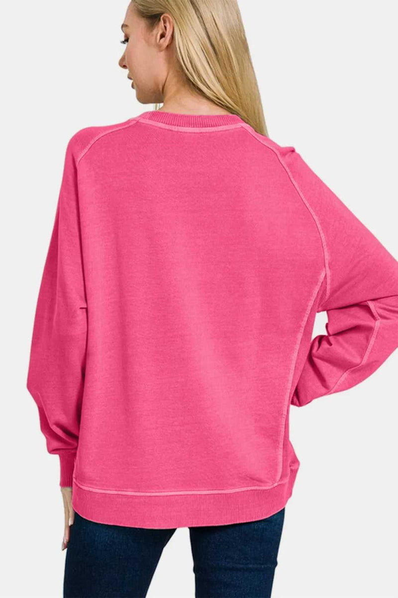 Zenana Full Size Pigment Dyed French Terry Sweatshirt - Hopeford Streams
