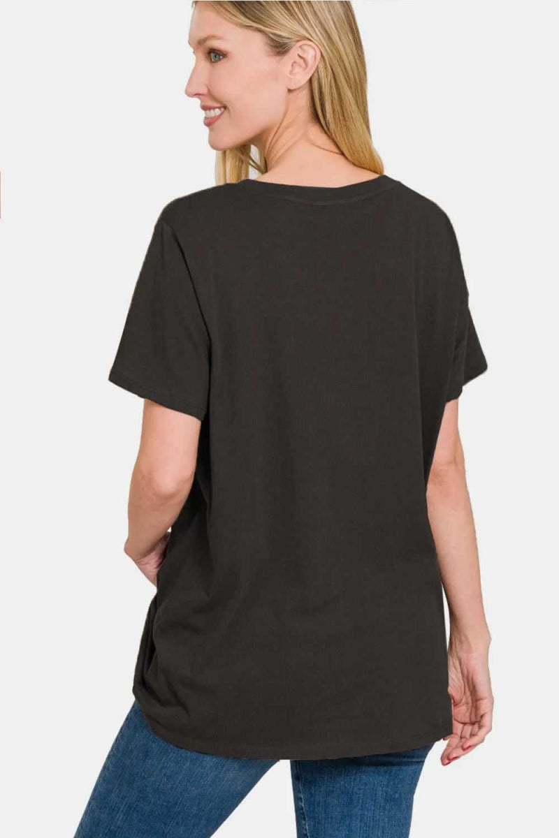 Zenana Full Size V - Neck Short Sleeve T-Shirt - Hopeford Streams