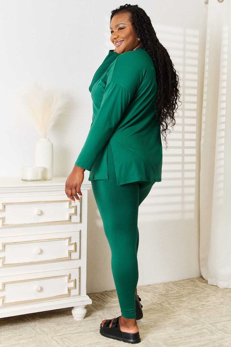 Zenana Lazy Days Full Size Long Sleeve Top and Leggings Set - Hopeford Streams