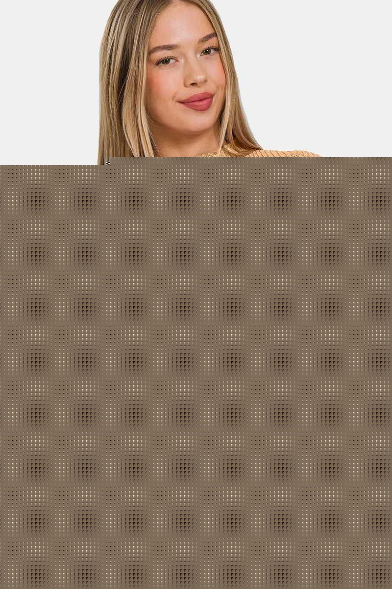 Zenana Mock Neck Short Sleeve Cropped Sweater - Hopeford Streams