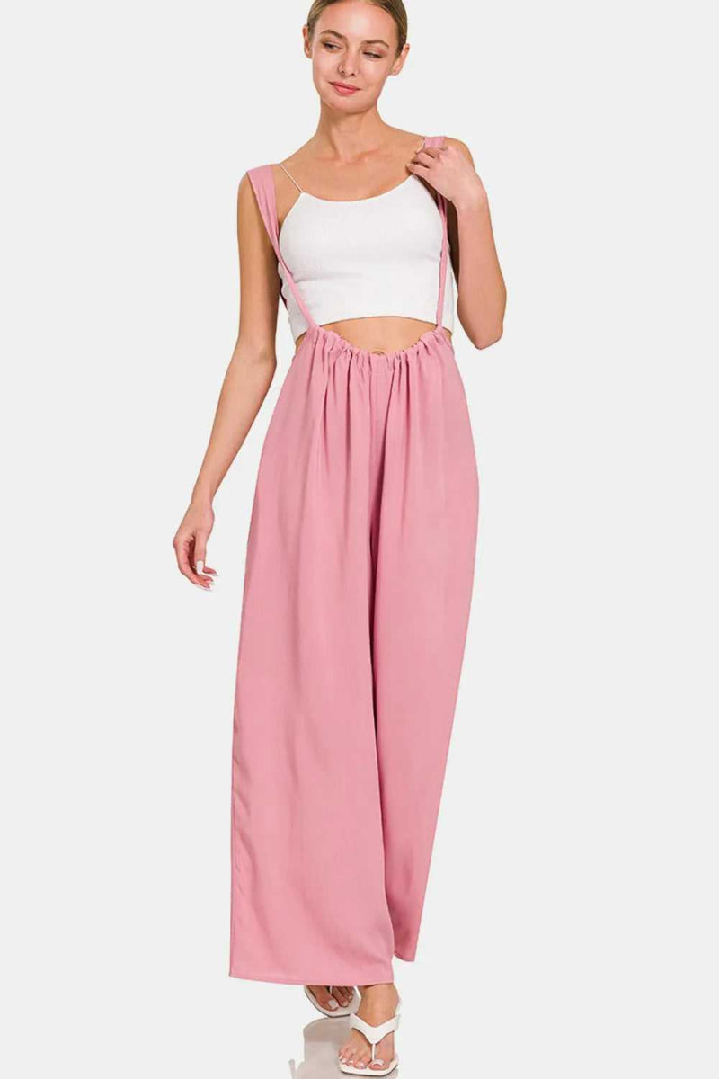 Zenana Pocketed Wide Strap Wide Leg Overalls - Hopeford Streams