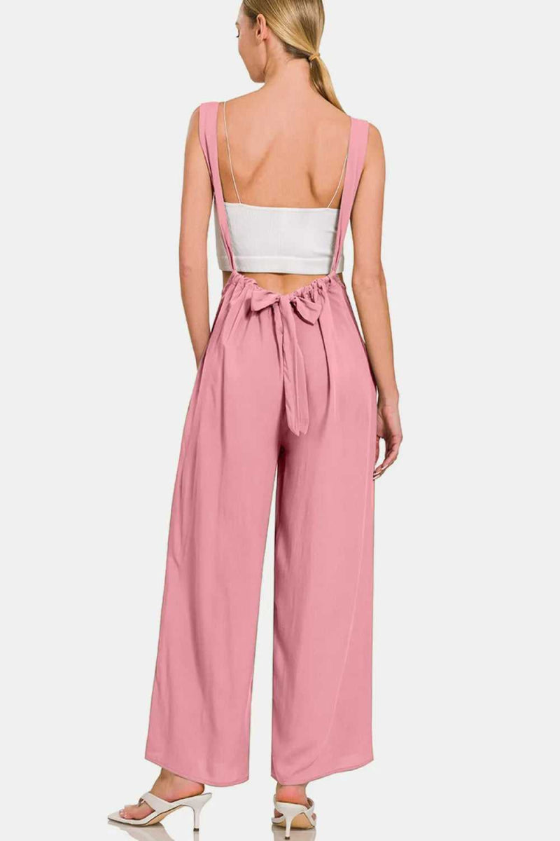 Zenana Pocketed Wide Strap Wide Leg Overalls - Hopeford Streams