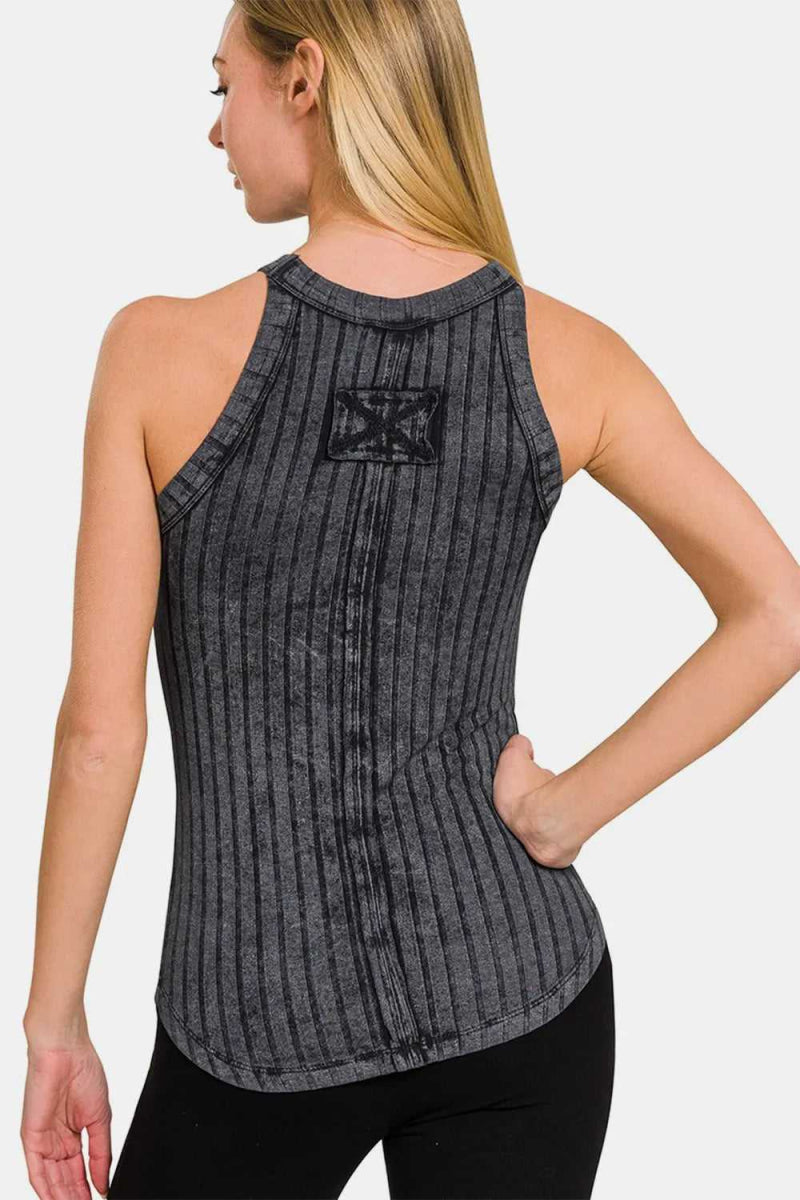 Zenana Ribbed Grecian Neck Tank - Hopeford Streams