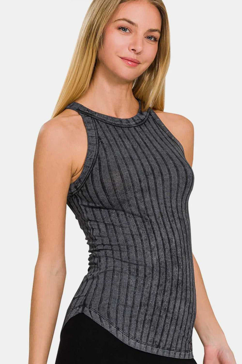 Zenana Ribbed Grecian Neck Tank - Hopeford Streams