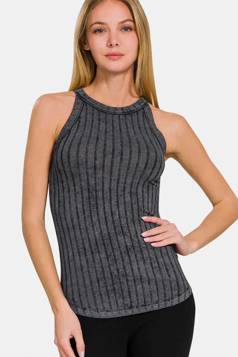 Zenana Ribbed Grecian Neck Tank - Hopeford Streams