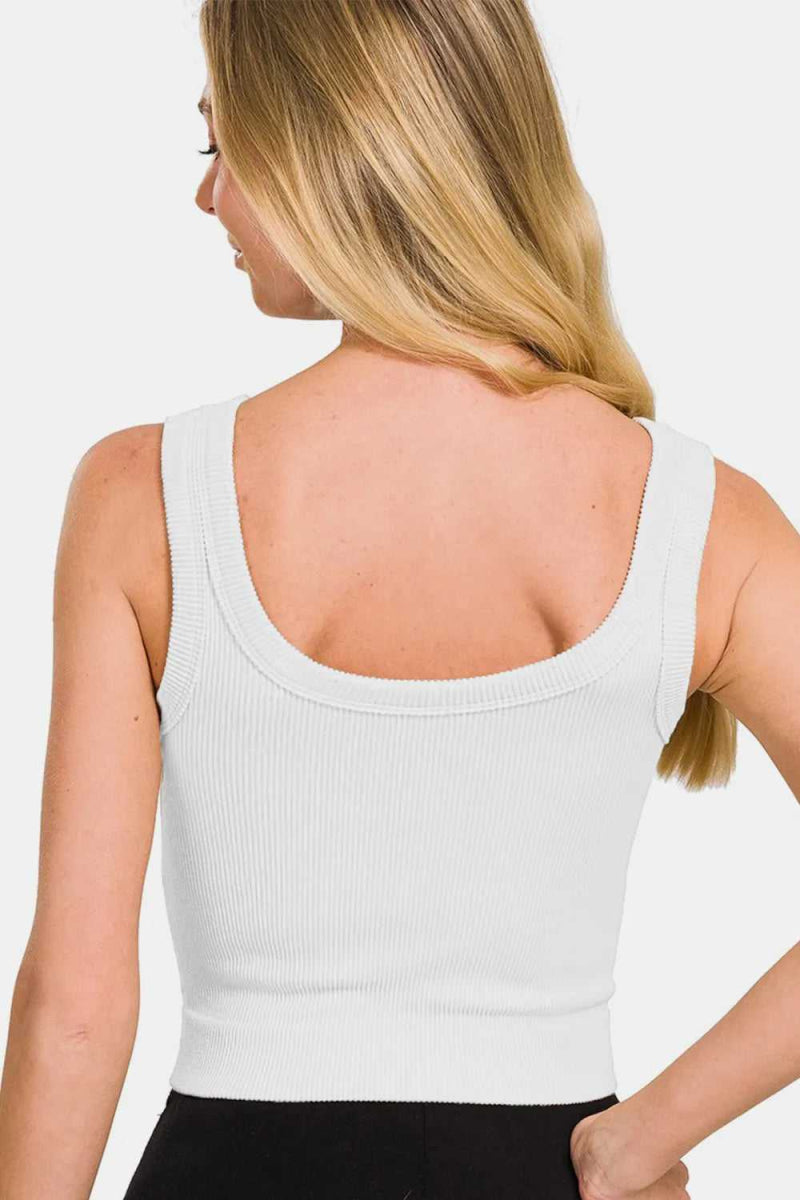 Zenana Ribbed Round Neck Cropped Tank - Hopeford Streams