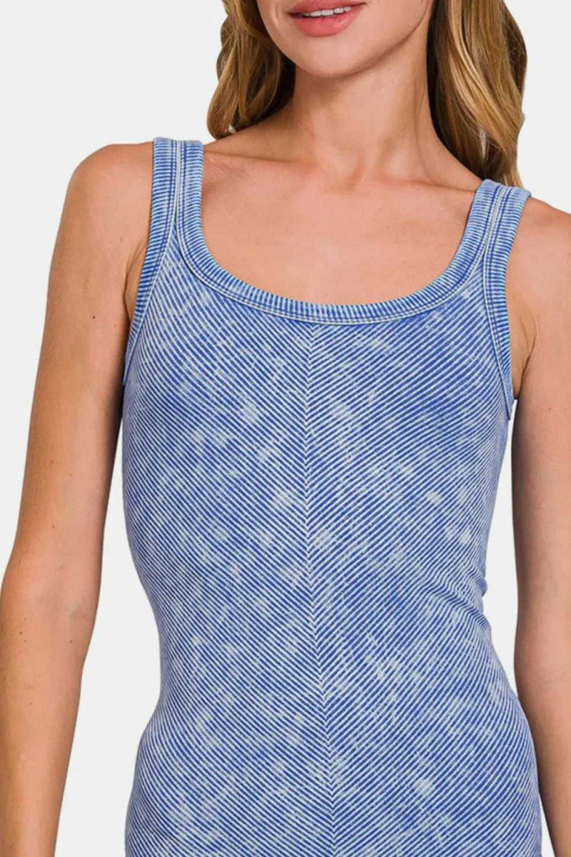 Zenana Ribbed Scoop Neck Tank - Hopeford Streams