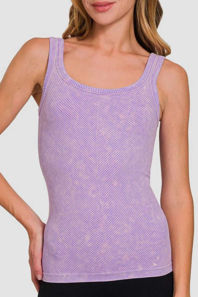 Zenana Ribbed Scoop Neck Tank - Hopeford Streams