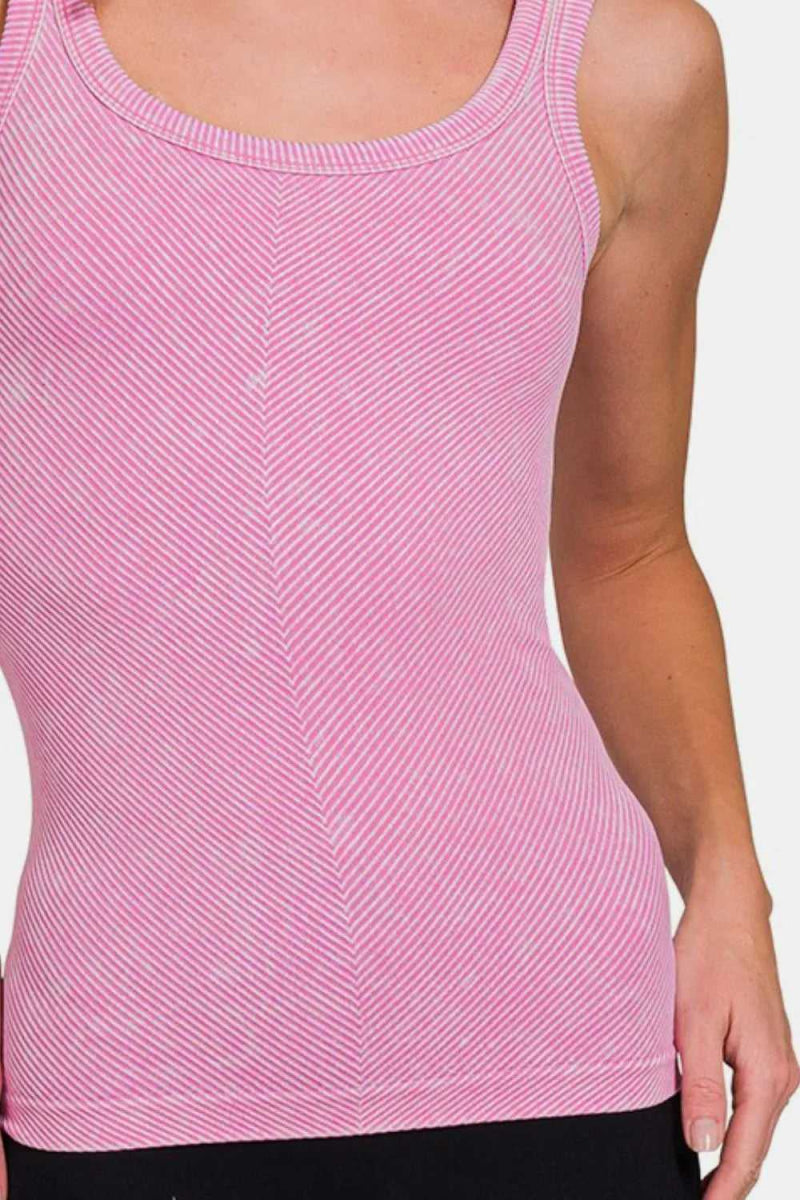 Zenana Ribbed Scoop Neck Tank - Hopeford Streams