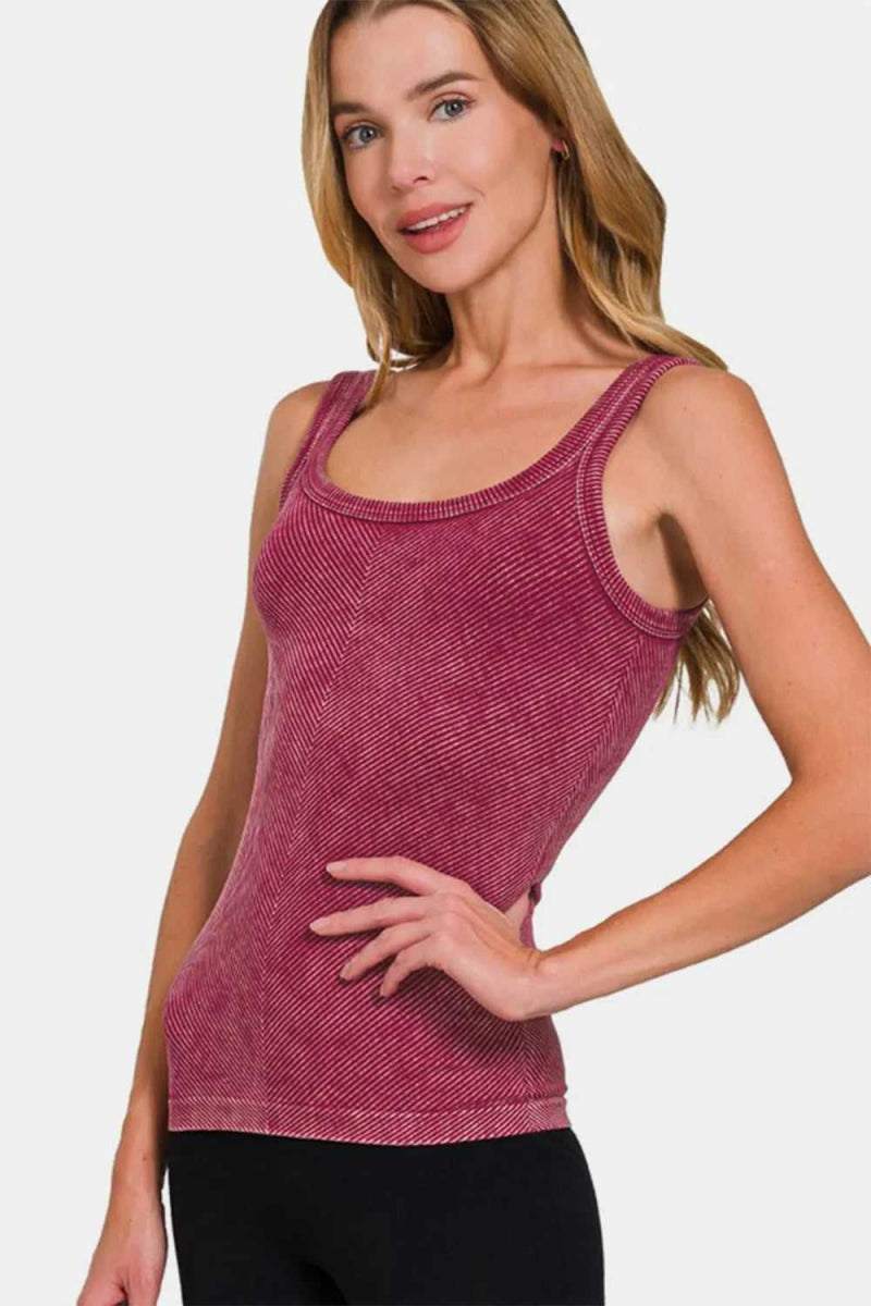 Zenana Ribbed Scoop Neck Tank - Hopeford Streams
