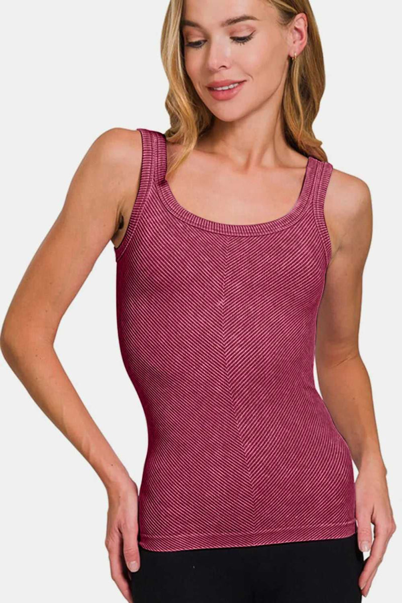 Zenana Ribbed Scoop Neck Tank - Hopeford Streams