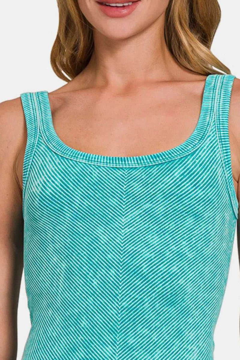 Zenana Ribbed Scoop Neck Tank - Hopeford Streams