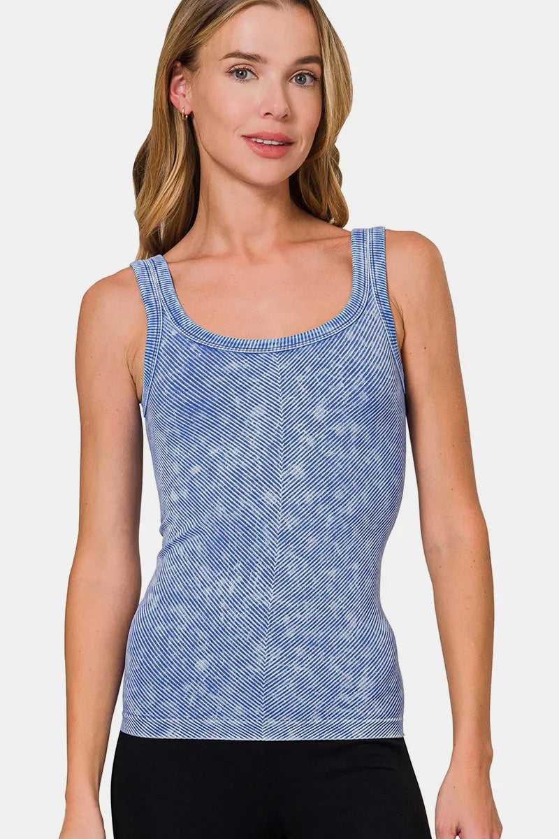 Zenana Ribbed Scoop Neck Tank - Hopeford Streams