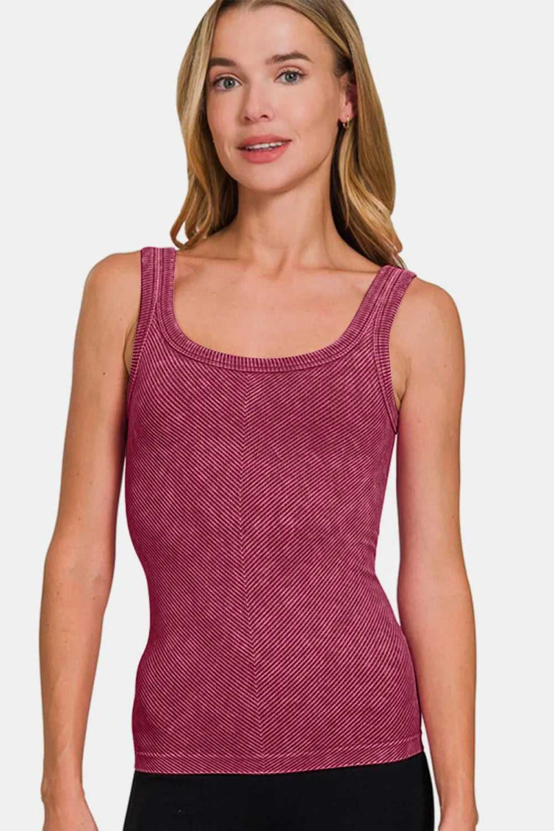 Zenana Ribbed Scoop Neck Tank - Hopeford Streams