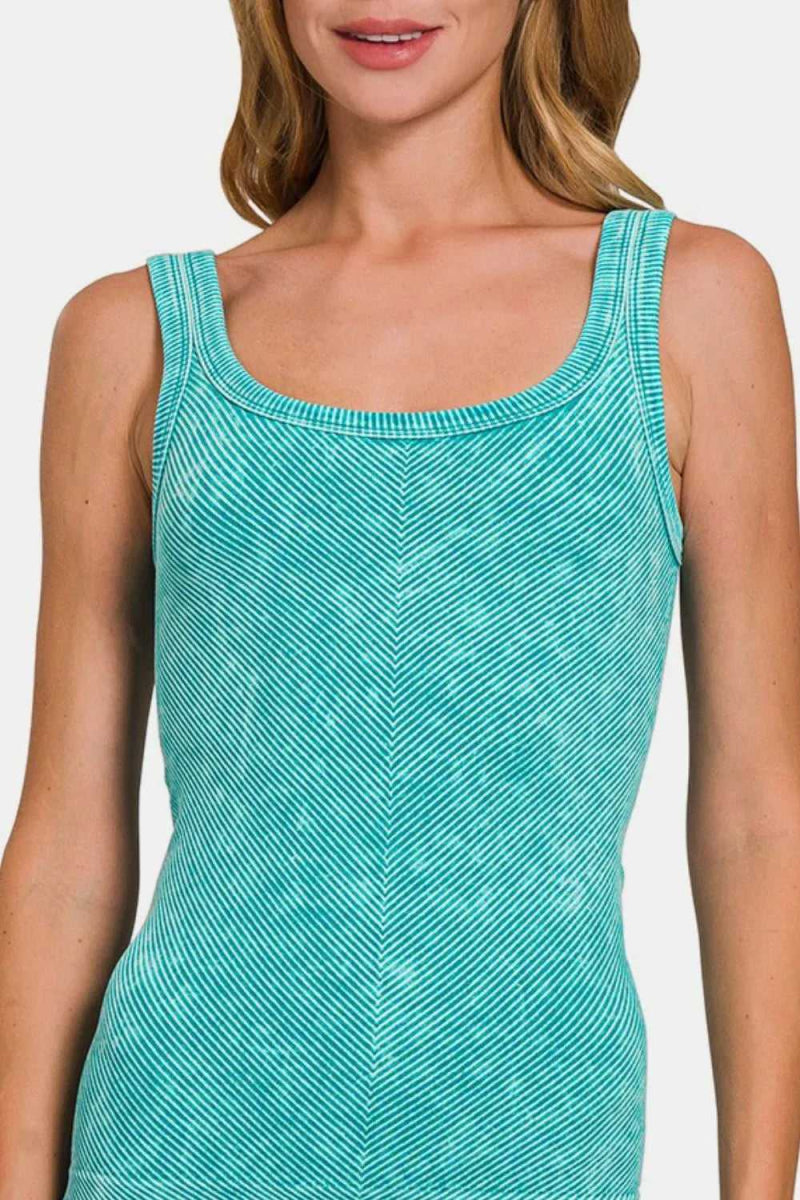 Zenana Ribbed Scoop Neck Tank - Hopeford Streams