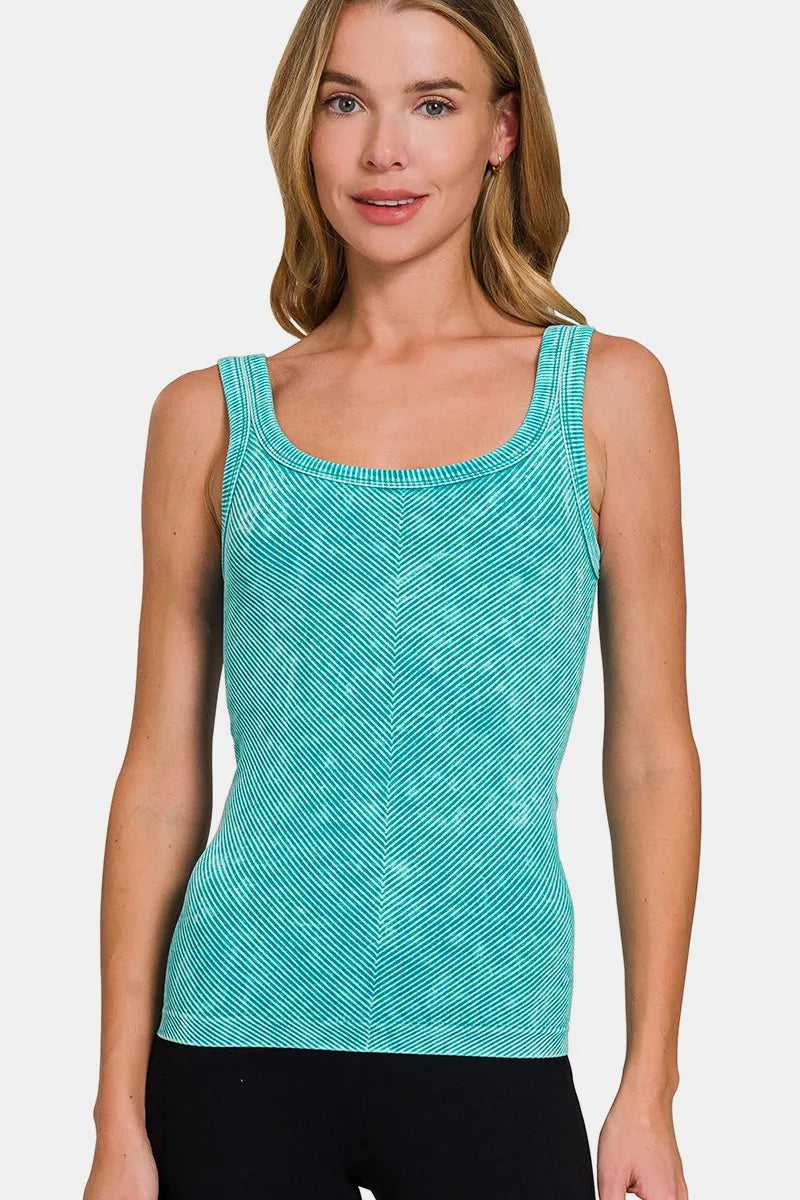 Zenana Ribbed Scoop Neck Tank - Hopeford Streams