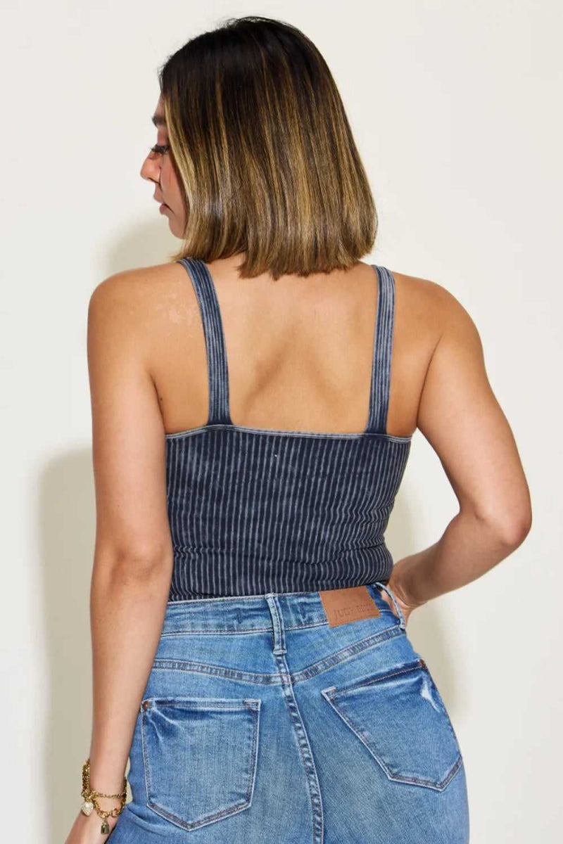 Zenana Ribbed Washed Square Neck Tank - Hopeford Streams