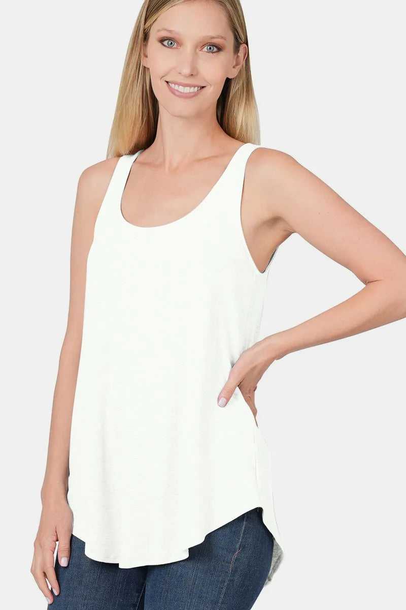 Zenana Round Neck Curved Hem Tank - Hopeford Streams