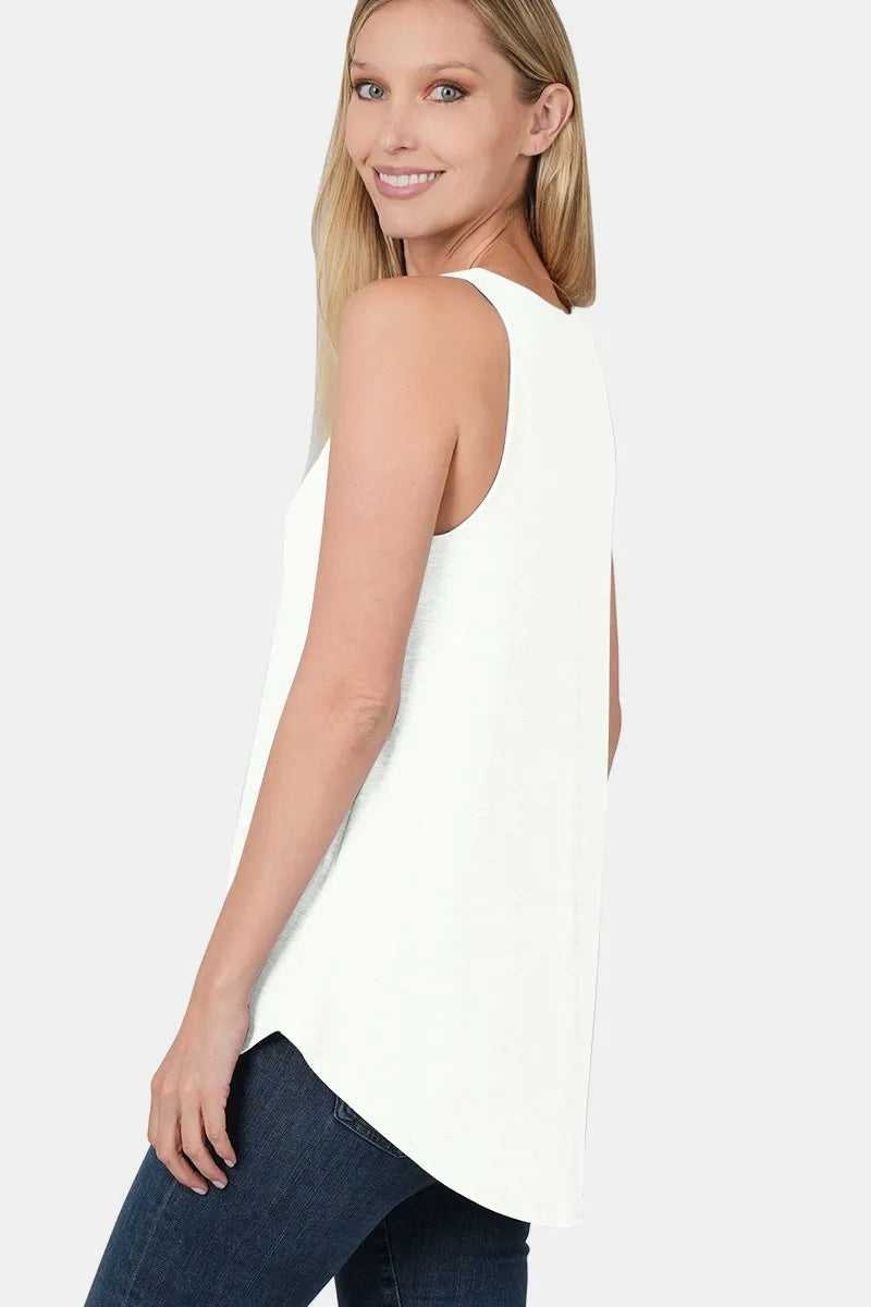 Zenana Round Neck Curved Hem Tank - Hopeford Streams