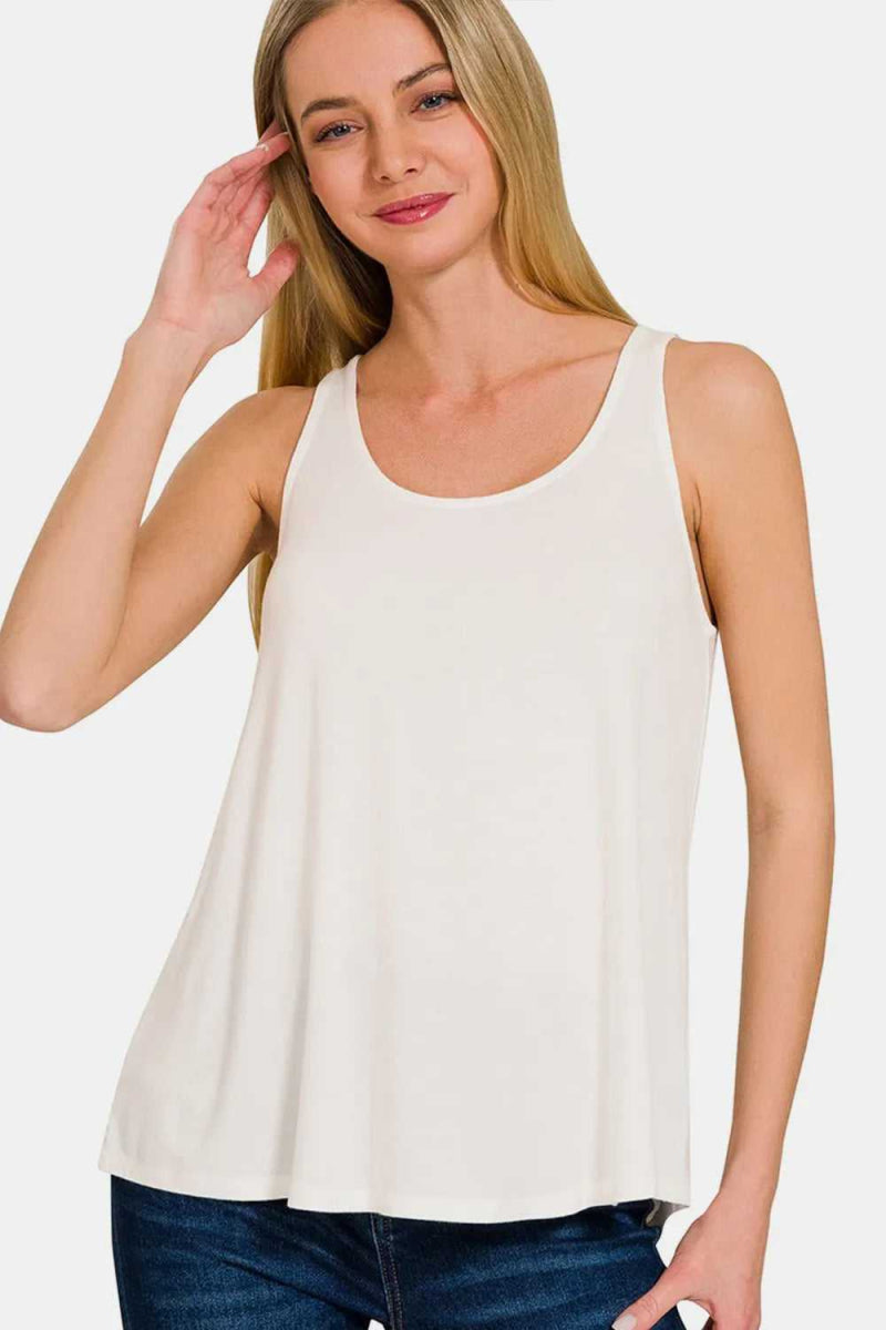 Zenana Round Neck Flowy Hem Tank - Hopeford Streams