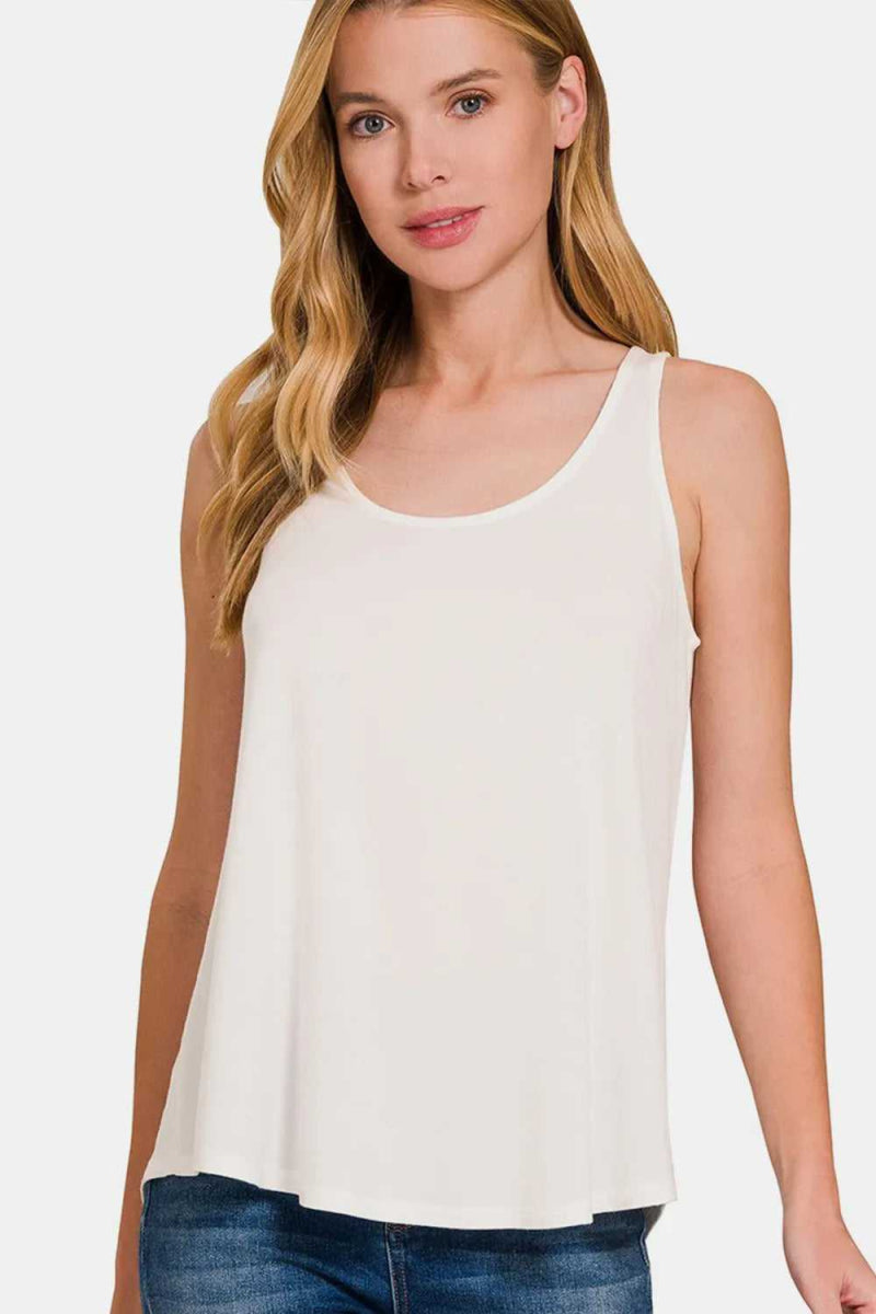 Zenana Round Neck Flowy Hem Tank - Hopeford Streams