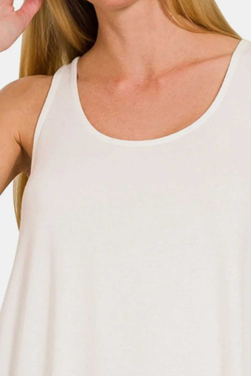 Zenana Round Neck Flowy Hem Tank - Hopeford Streams