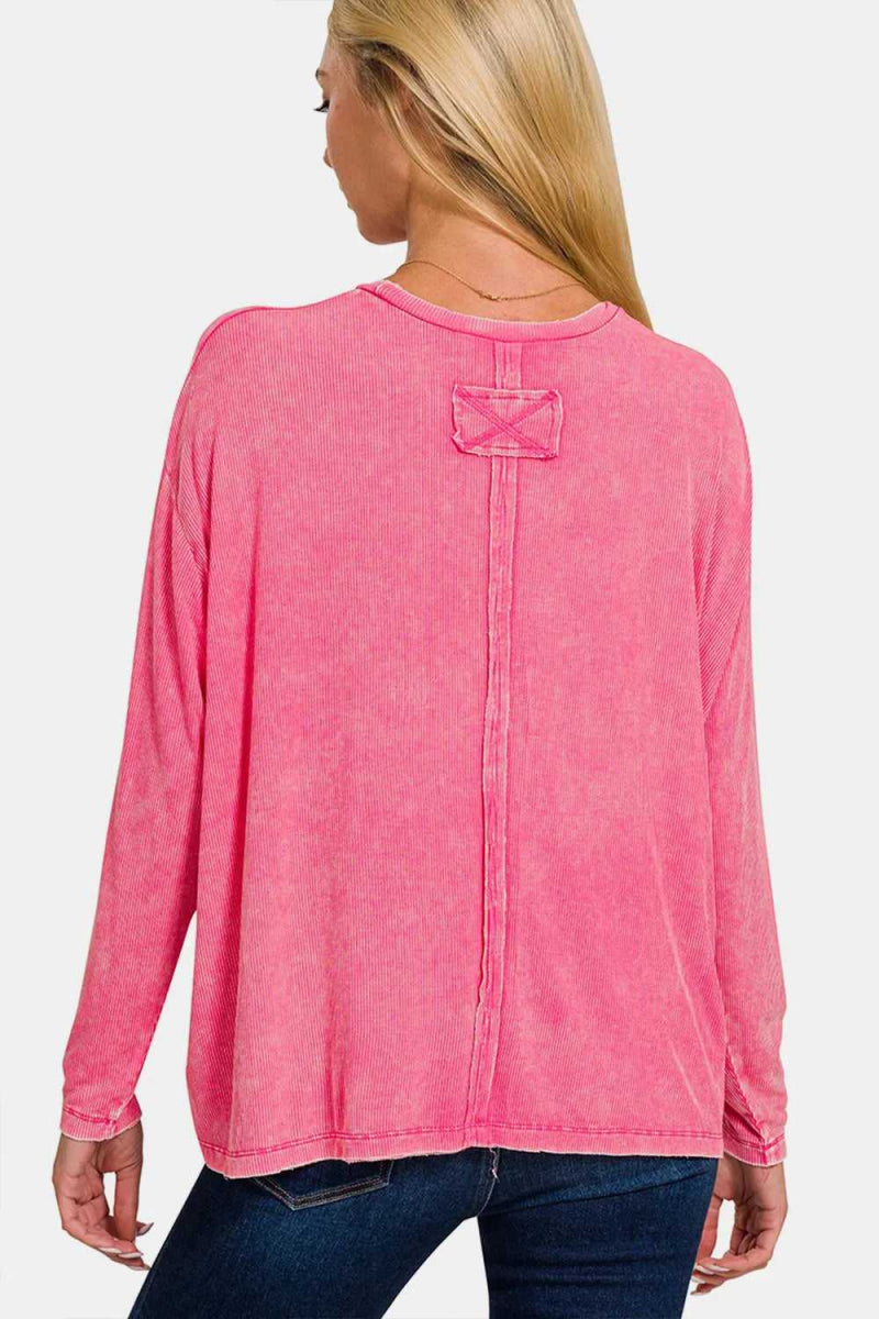 Zenana Round Neck Long Sleeve T-Shirt - Hopeford Streams