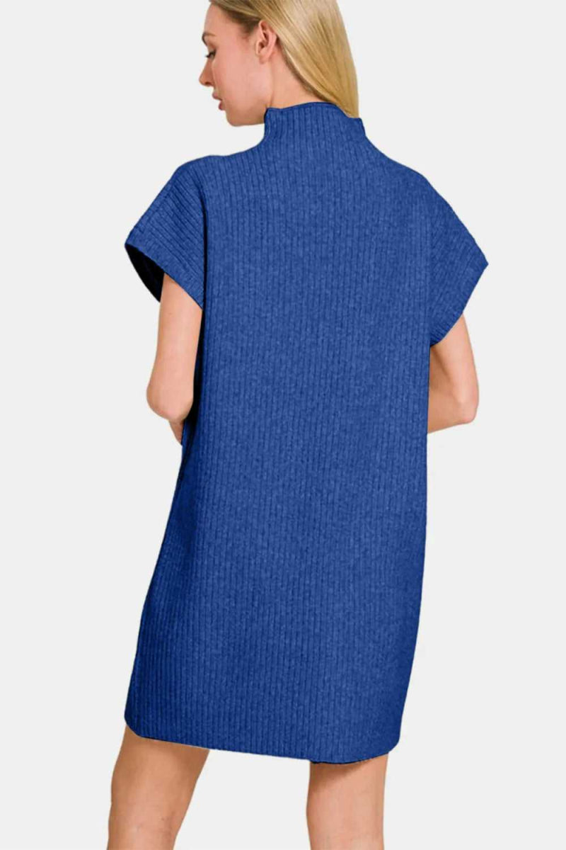 Zenana Short Sleeve Sweater Mini Dress - Hopeford Streams