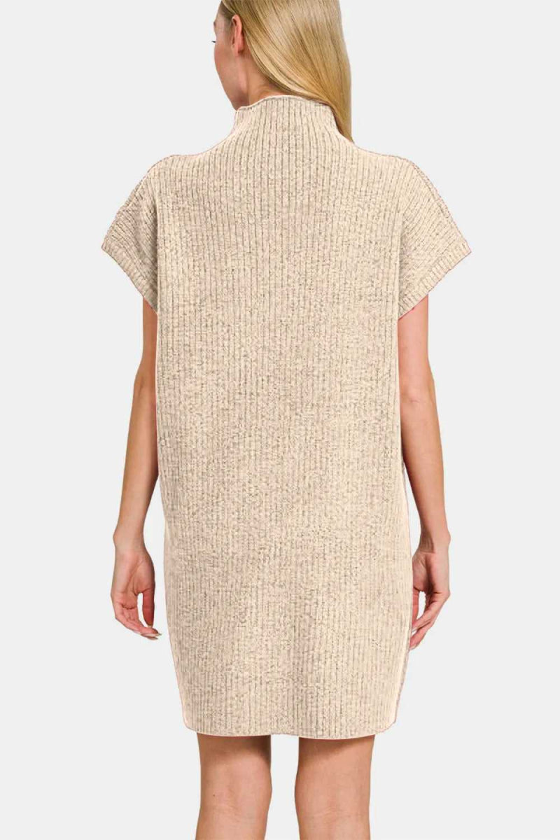 Zenana Short Sleeve Sweater Mini Dress - Hopeford Streams
