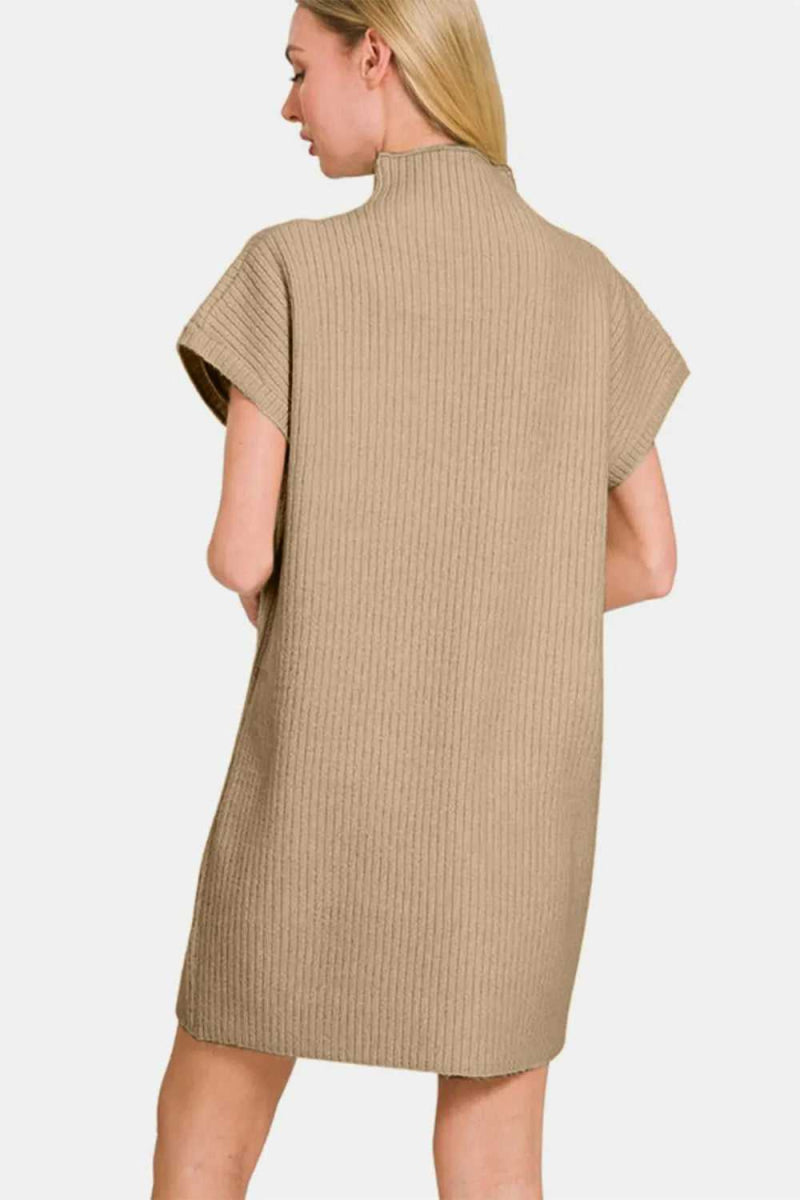 Zenana Short Sleeve Sweater Mini Dress - Hopeford Streams