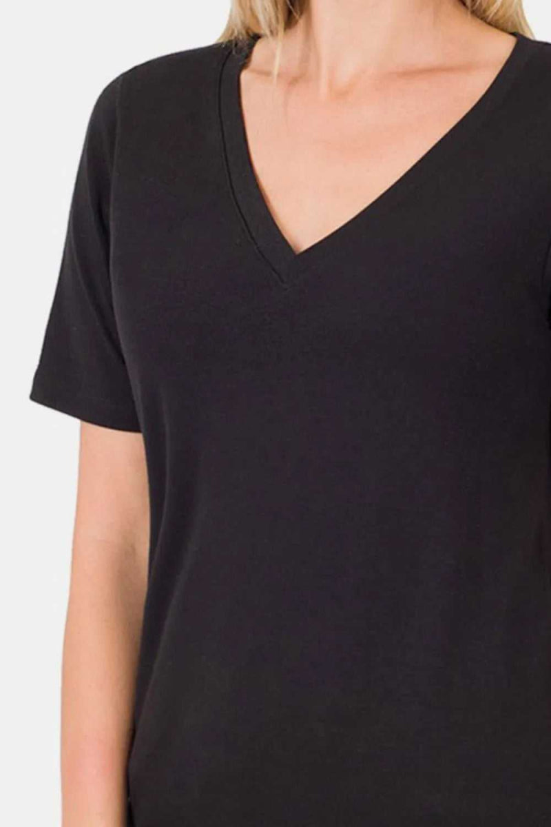 Zenana V - Neck Short Sleeve T-Shirt - Hopeford Streams