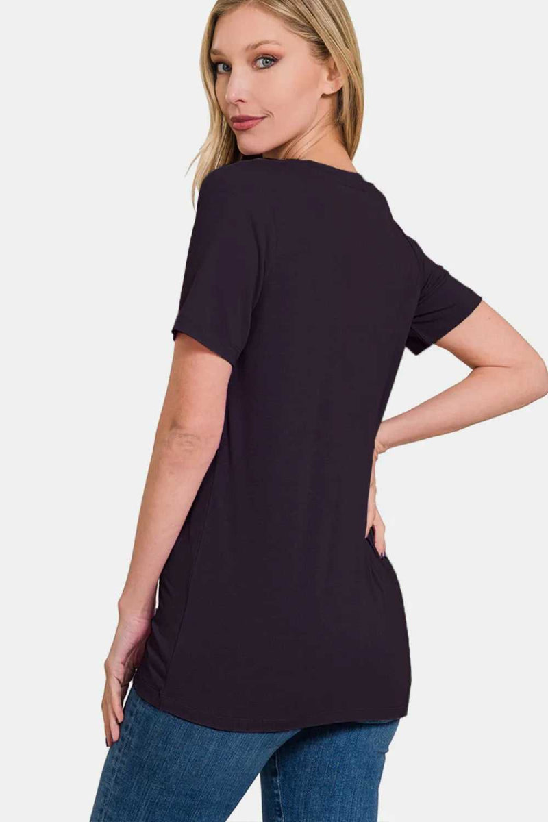 Zenana V - Neck Short Sleeve T-Shirt - Hopeford Streams