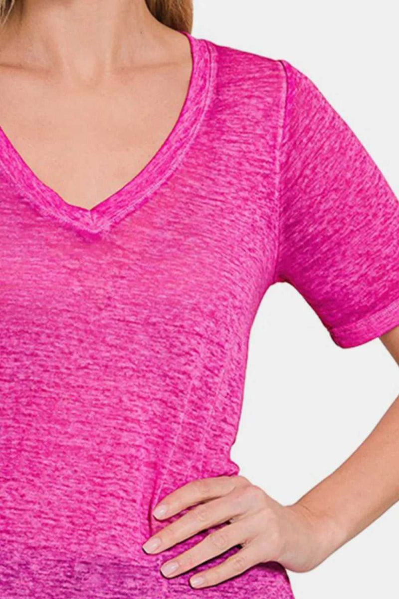 Zenana V - Neck Short Sleeve T-Shirt - Hopeford Streams