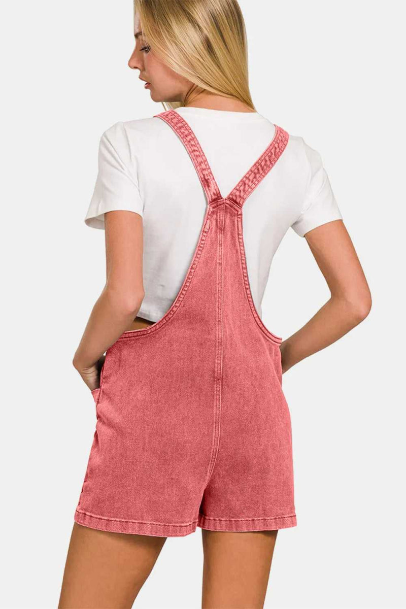 Zenana Washed Knot Strap Rompers - Hopeford Streams