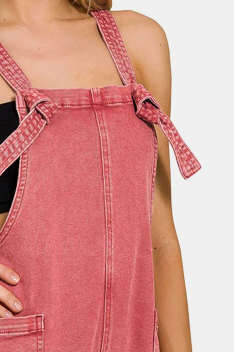 Zenana Washed Knot Strap Rompers - Hopeford Streams