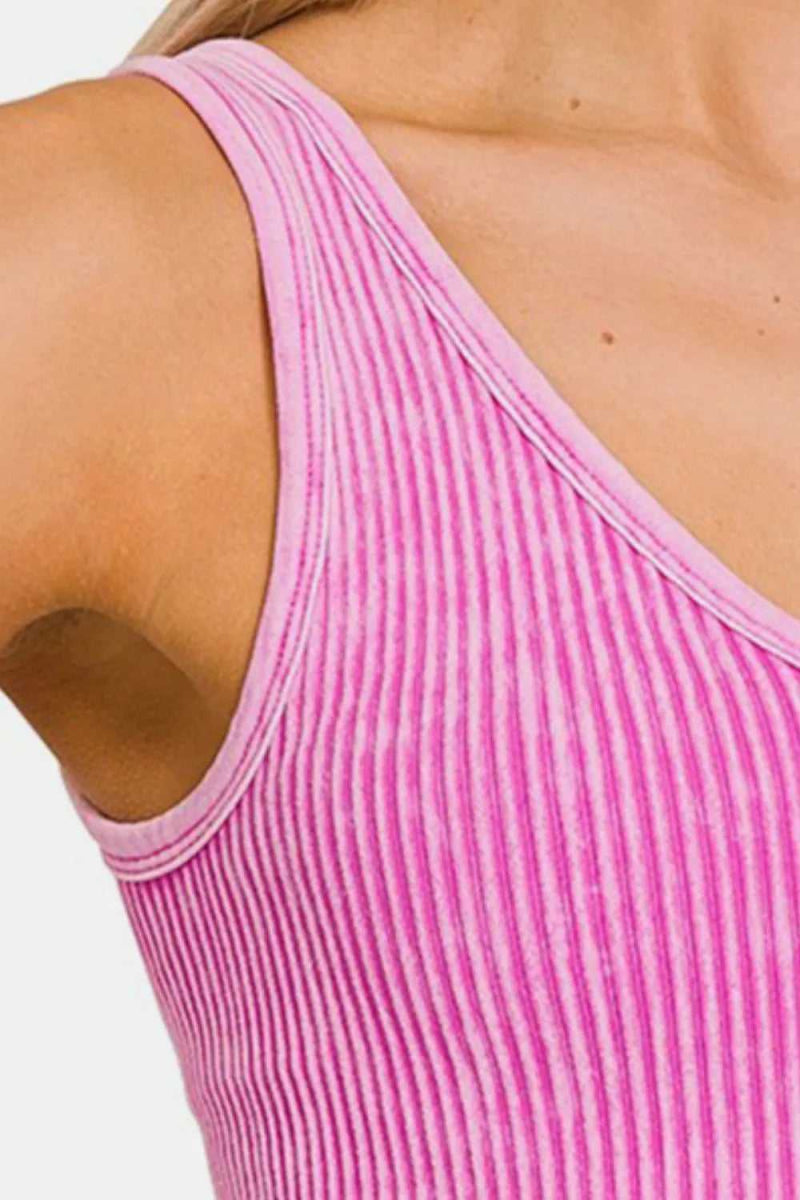 Zenana Washed Ribbed Cropped Tank - Hopeford Streams