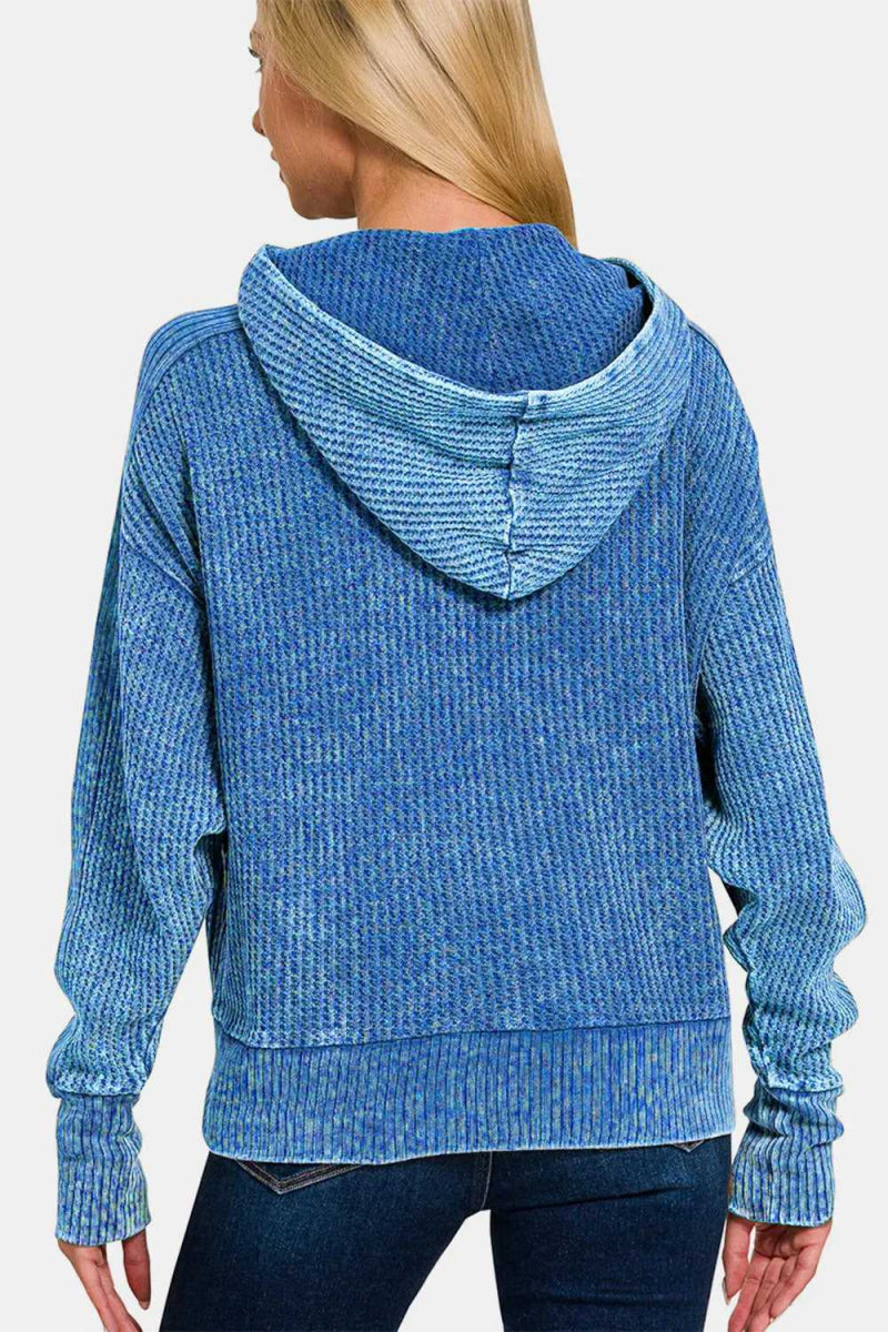 Zenana Washed Zip Up Hooded Jacket - Hopeford Streams