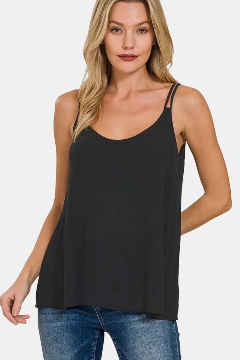 Zenana Woven Double Spaghetti Strap V - Neck Cami - Hopeford Streams