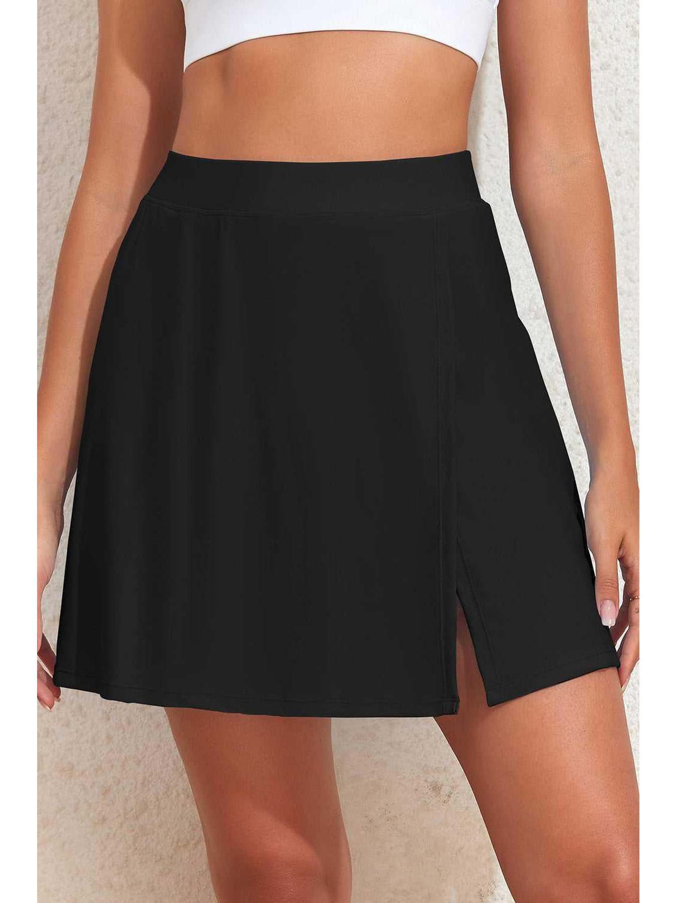 Slit Swim Skort with Pockets -- 