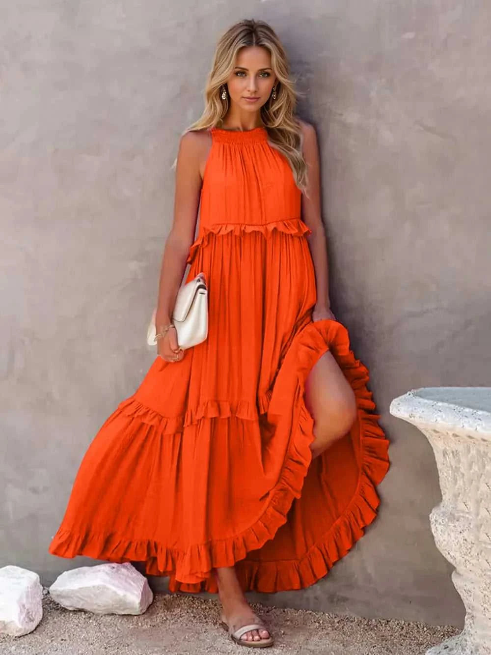 Ruffled Sleeveless Tiered Maxi Dress with Pockets - product_type from hopeford-streams.myshopify.com