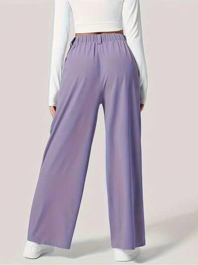 Women's Wide Leg Pants with Pockets -- 