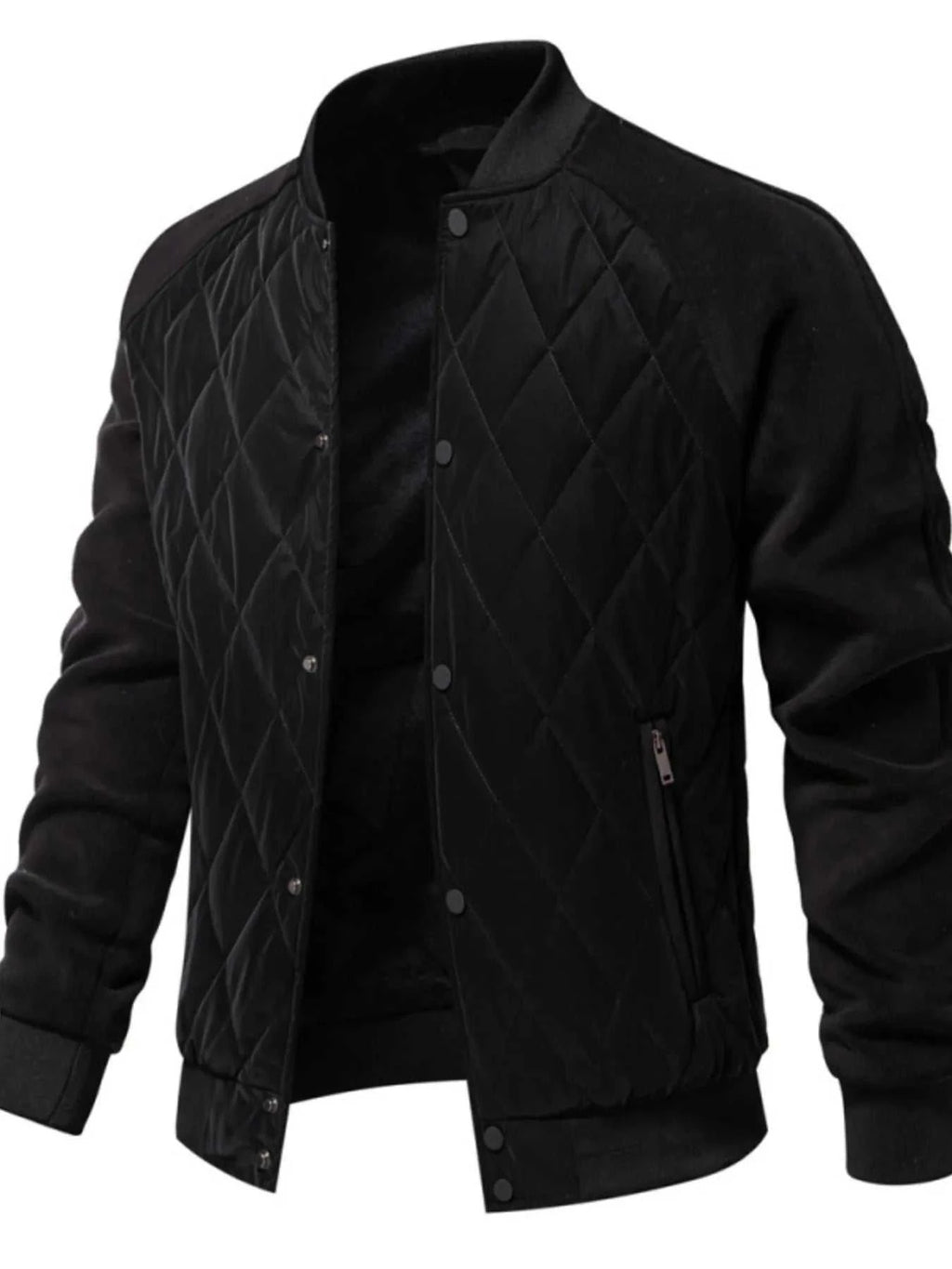 Men's Quilted Snap Down Long Sleeve Jacket
