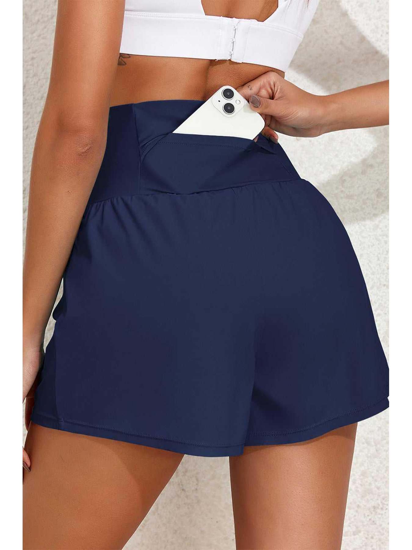 Pocketed High Waist Swim Shorts -- 